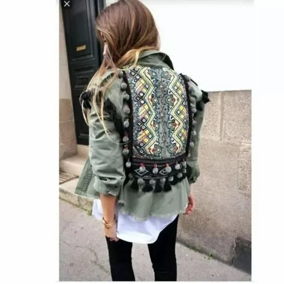 Zara • Tassel Army Jacket Top - Picture 2 of 9